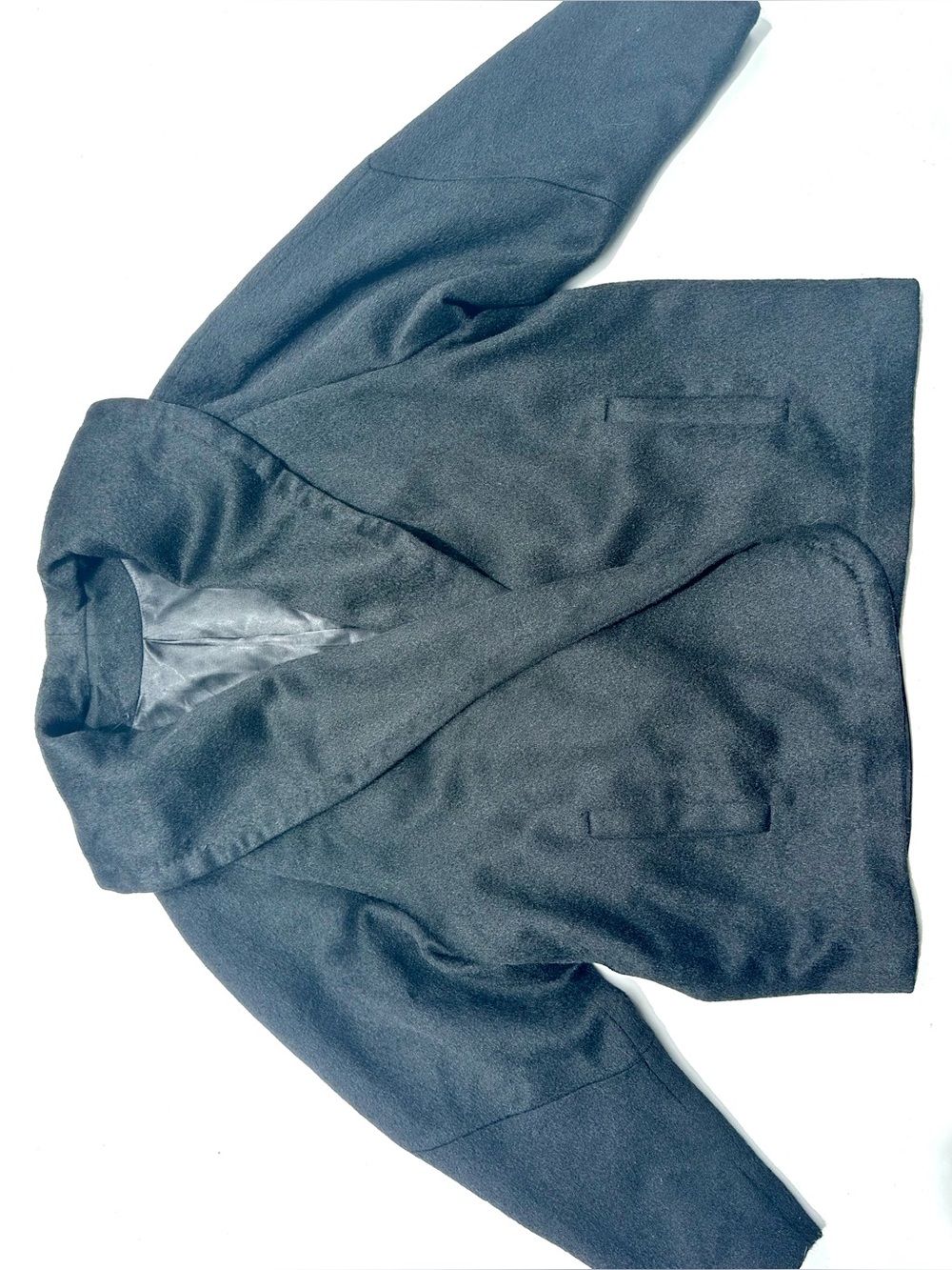 Vintage Cashmere Minimalist Women's Black Short Coat Jacket, Shawl Collar, S-M-L - Picture 6 of 16